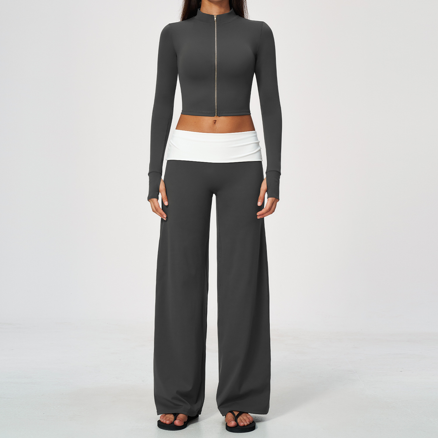 Zip Jacket Wide Leg Pants 2 Pi - đánh giá và giá Yoga In Fitness